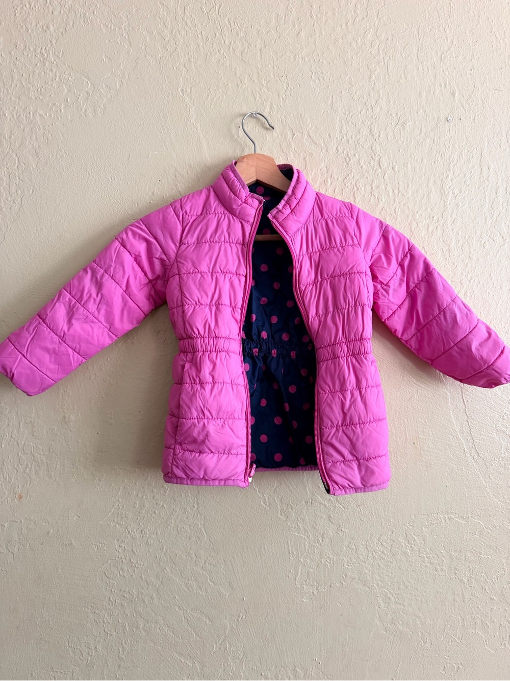 GAP Navy Revisable Jacket with Pink Polka Dots - Picture 5 of 5
